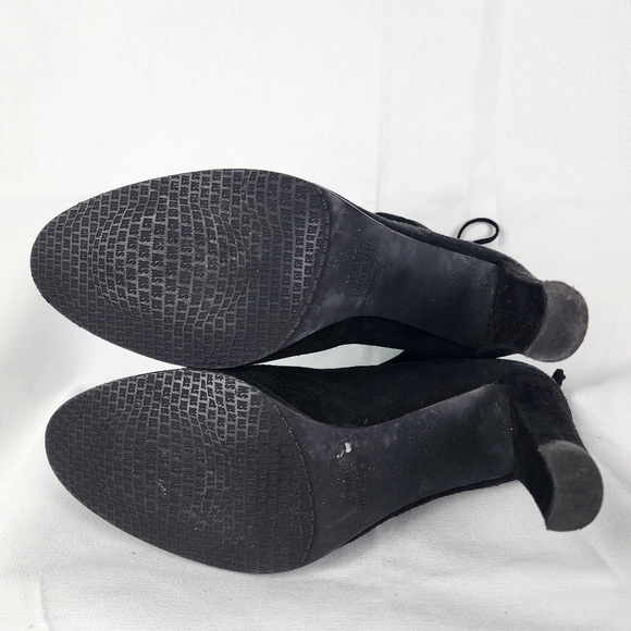 Stuart Weitzman Lofty Lace Up Black Suede Block Heels Ankle Boots Size 8 - Picture 7 of 10